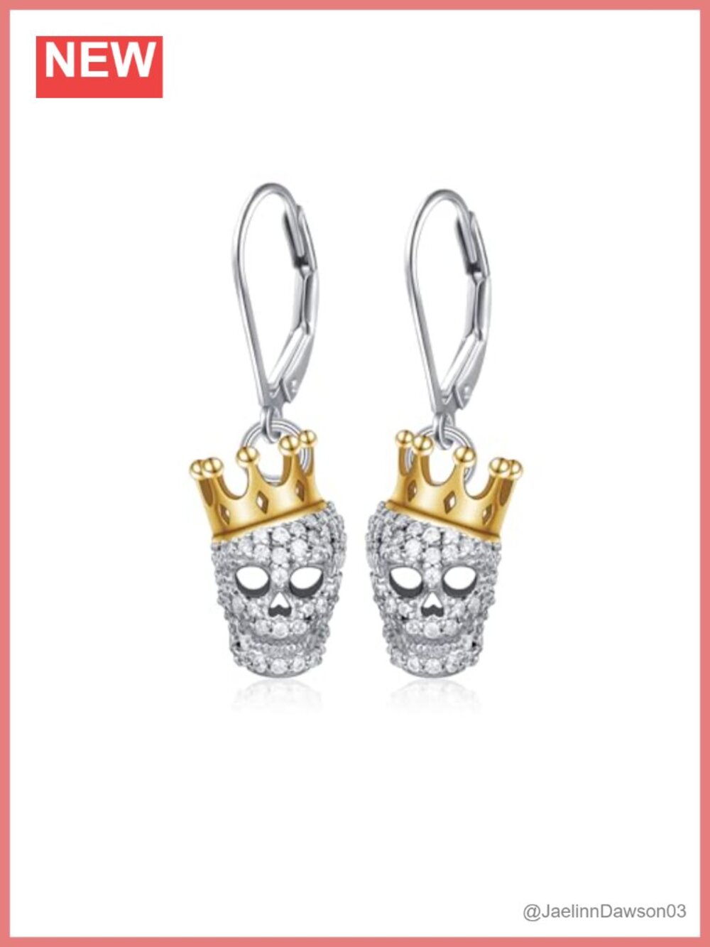 S925 Sterling Silver Skull Dangle Drop Leverback Earrings Hypoallergenic Gift